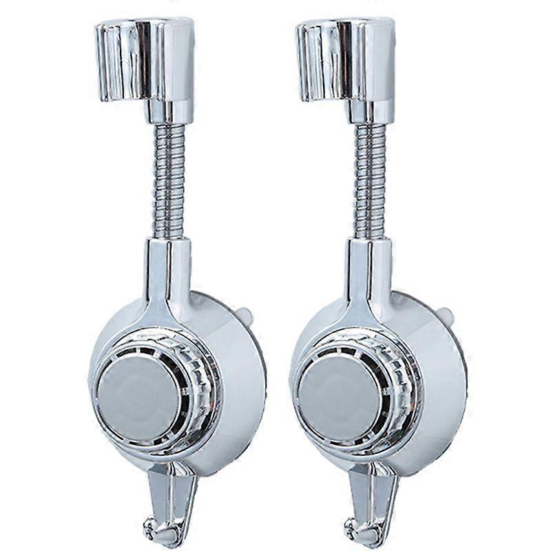 2 Suction Cup Shower Holders Adjustable Fixed Base Silver