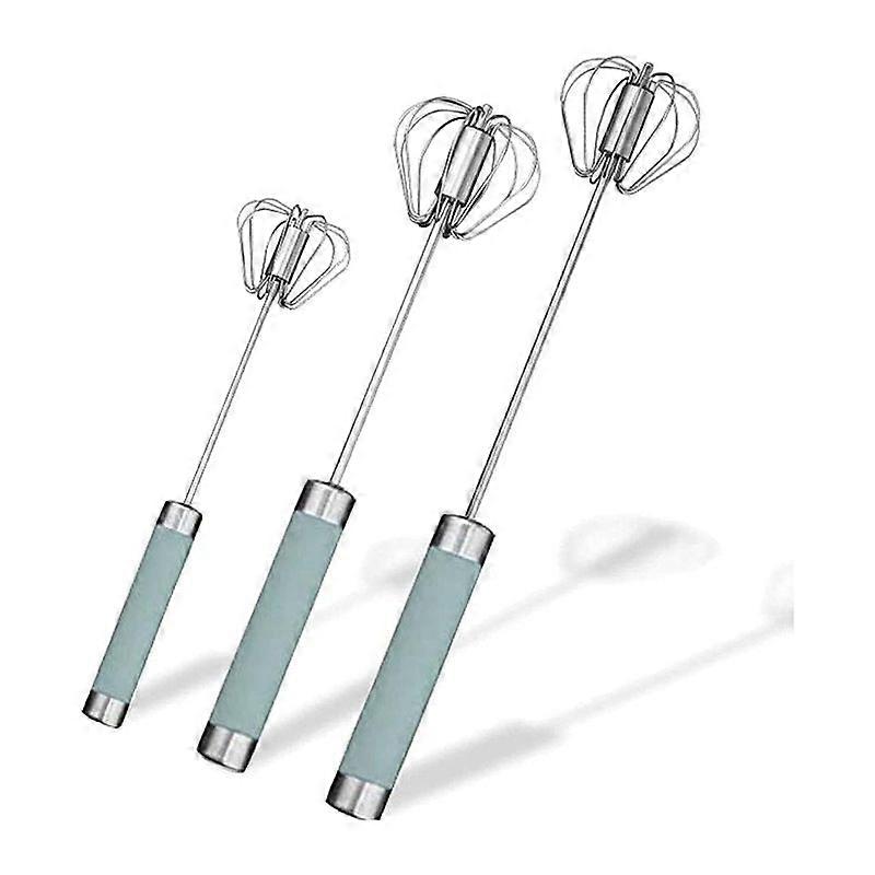 Stainless Steel Semi-Automatic Egg Whisk - 3PCS (Blue)