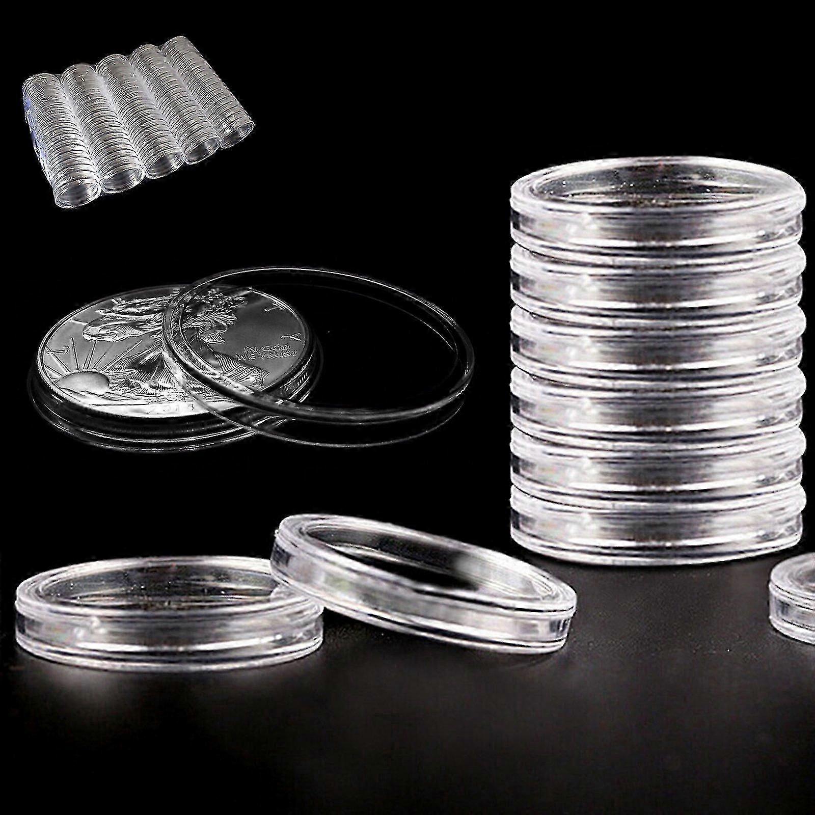 40mm Coin Holder Capsules 100pcs Clear Round Display Case Storage Container