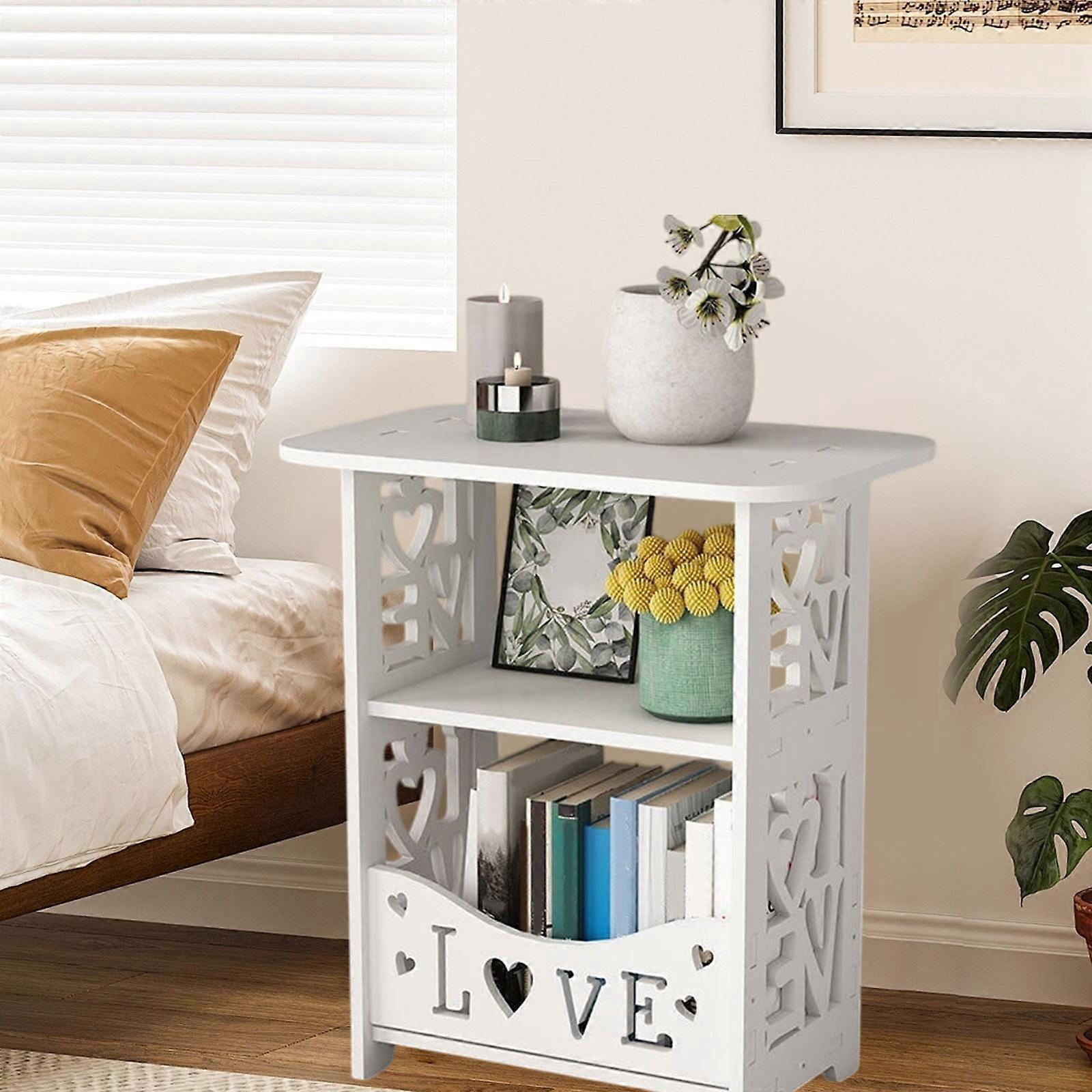 Compact Dual-Level Modular Side Table - Space Efficient Bedroom and Sofa Table for Small Spaces with Quick Assembly Design