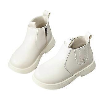 Bottines à paillettes et perles pour filles, style britannique, semelle souple en cuir, automne/hiver, pour enfants de 6 à 6 ans et demi, blanches, pointure 6-6 ans et demi.