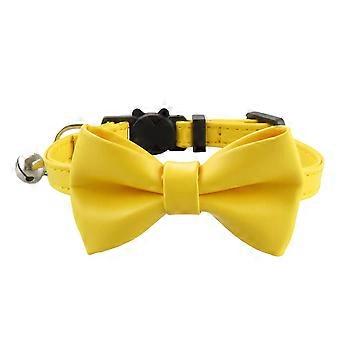 Cat Collar Adjustable Faux Leather Bowtie Pet Collar for Kitten Cats And Puppy Graduation Wedding