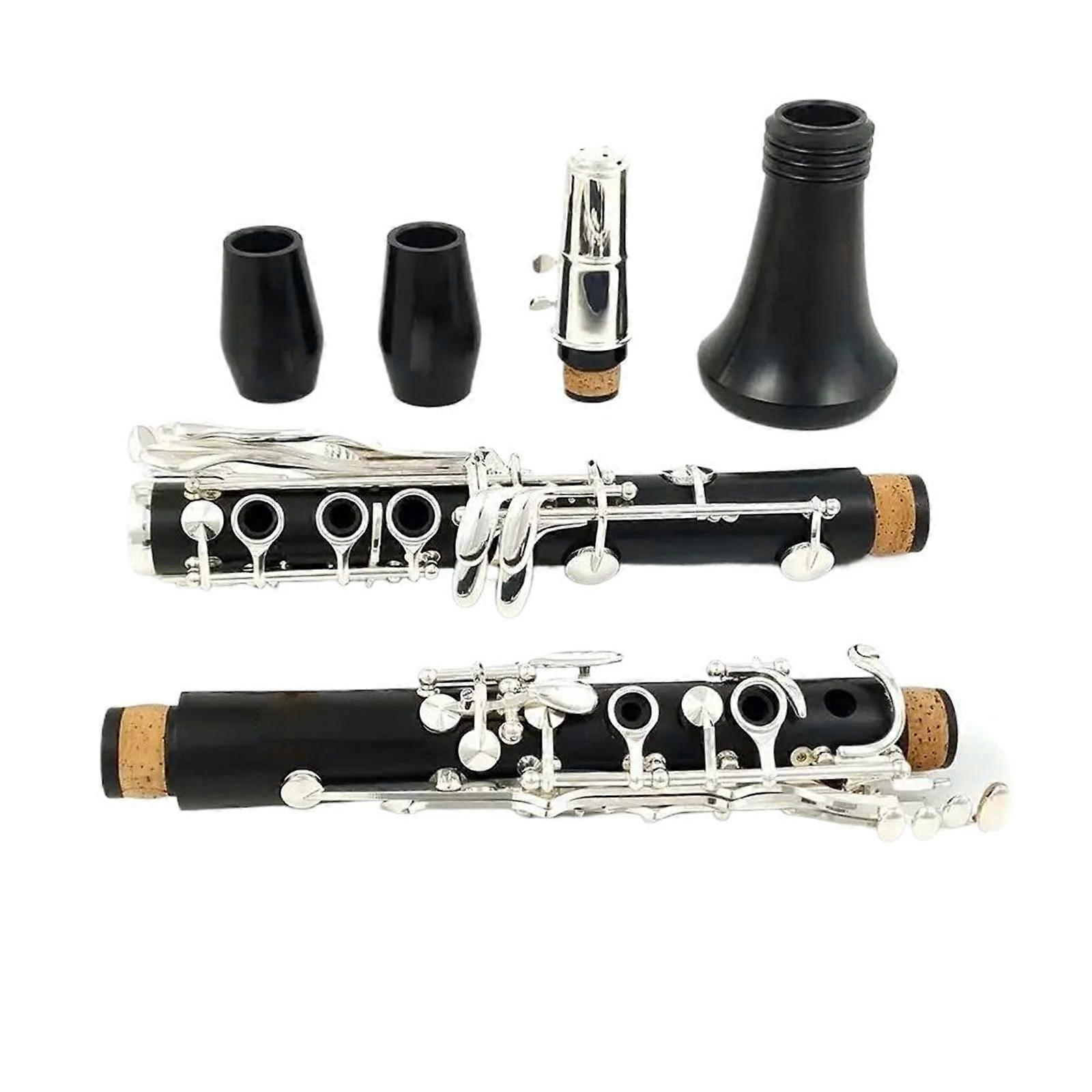 Bb Clarinet for Beginners with Durable Construction and Consistent Key Action, Ebony Silver Plated