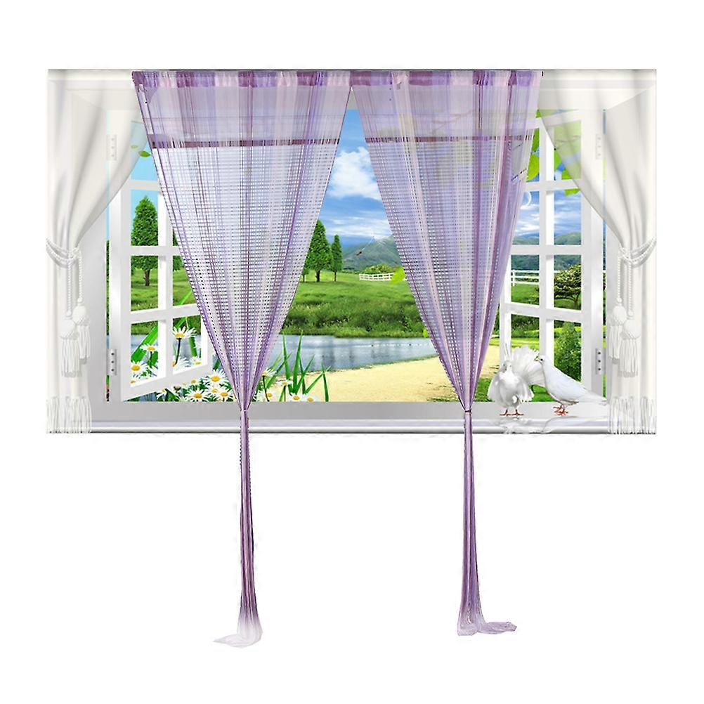 Thread Curtains String Curtains for Room Divider 2Pcs Purple Drapes