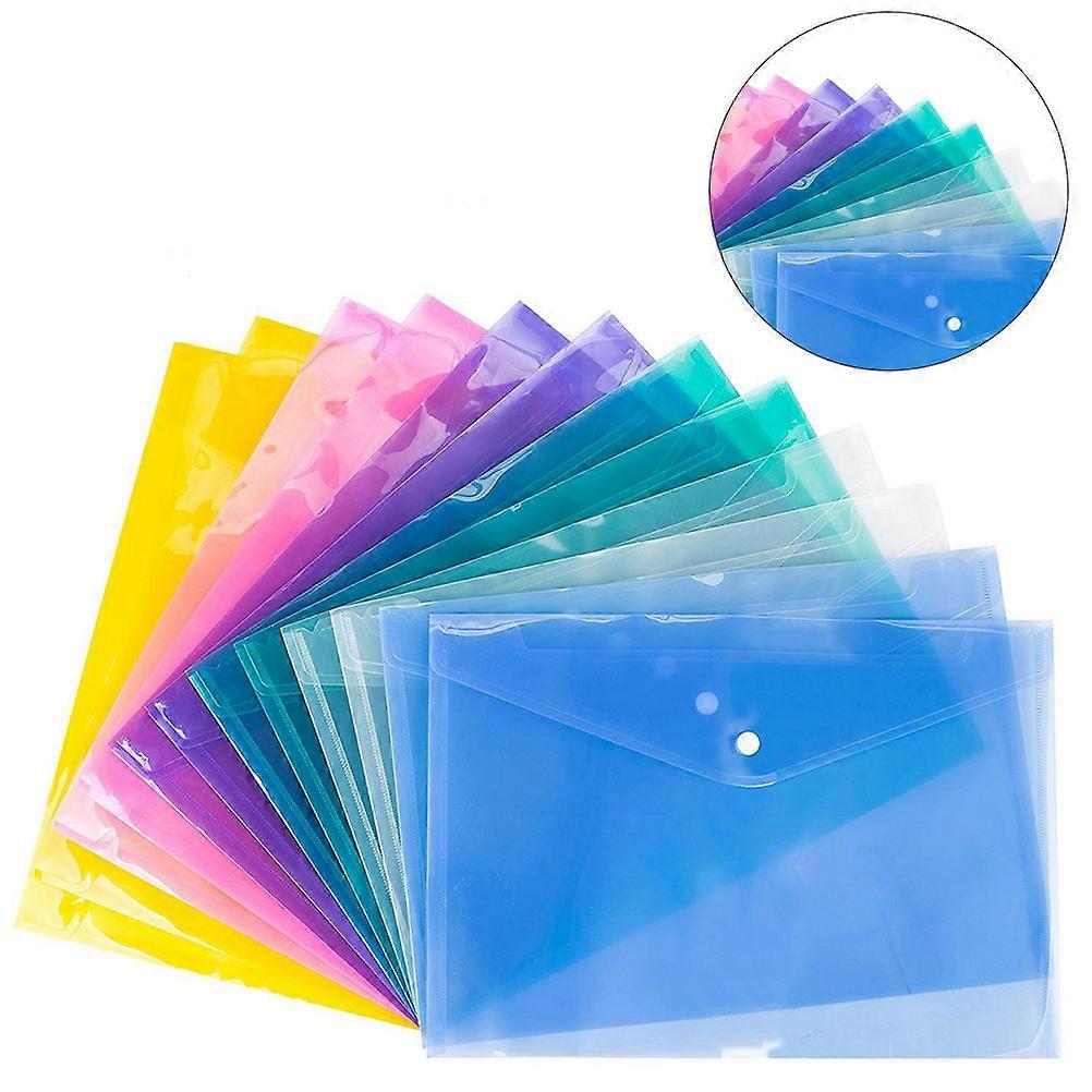 12 Pcs Envelope File Document Folder Clear Document Envelope Organizer with Snap Button(Blue)