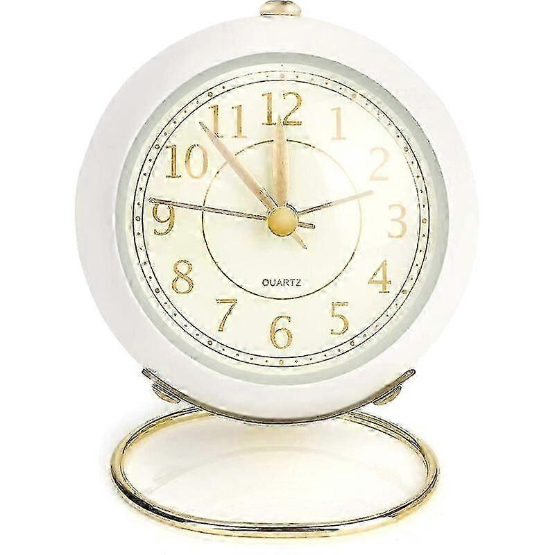 Silent Travel Alarm Clock with Night Light, Mini Quartz Bedside Timer