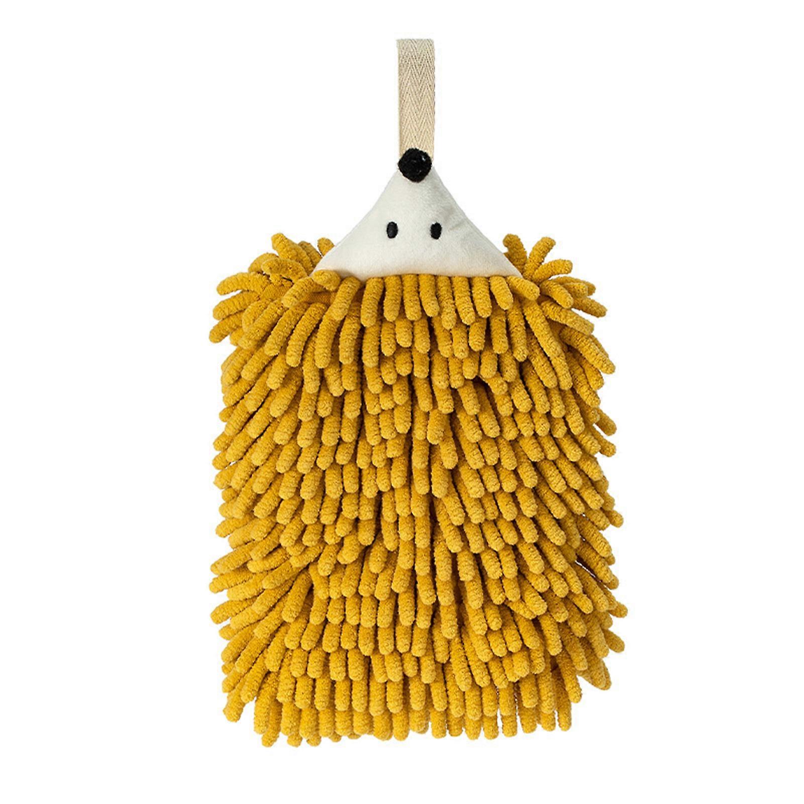 Square Shape Quick Drying Hand Towel For Kitchen Soft Polyester With Hanging Feature  Yellow