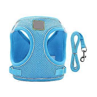 Blue Dog Vest Harness for Reflective Outdoor Use 2Pcs Pet Chest Strap Set