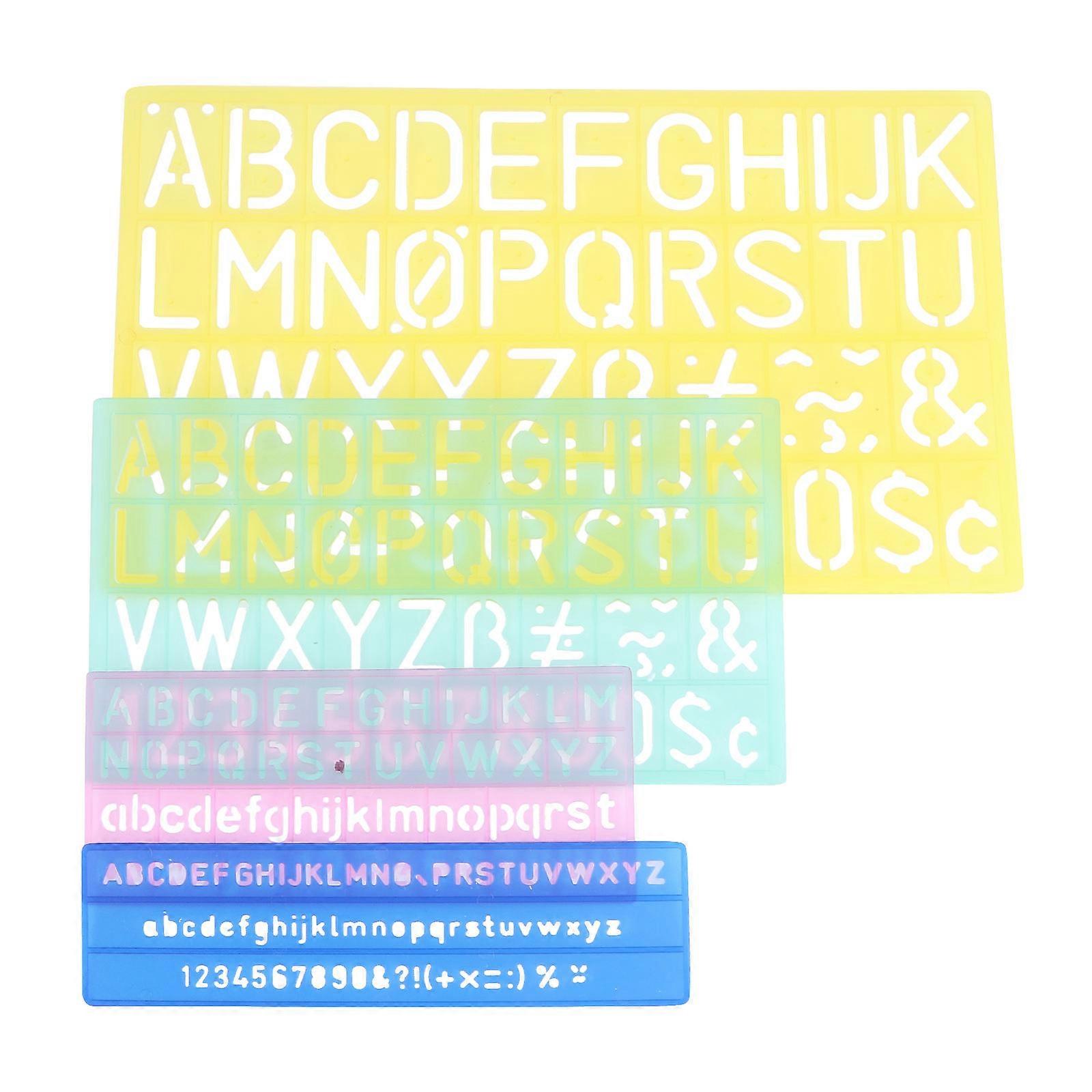 Letter Template Plastic Digital Template Ruler for Writing Use 4Sets