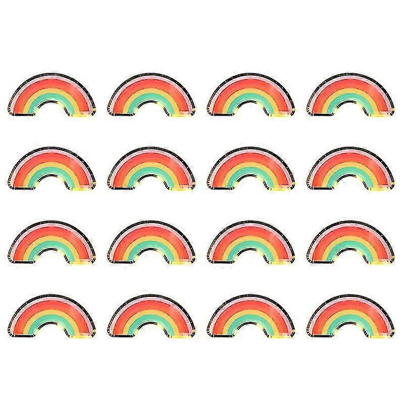 16pcs Rainbow Paper Plates