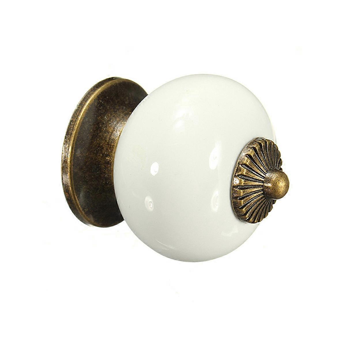 Round Ceramic Cupboard Knobs for Kitchen Cabinet Pull Handles White Set
