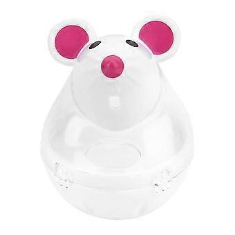 Slow-feeding pet food dispenser compatible with cats, dogs, mice, cup, and ball toy (white)