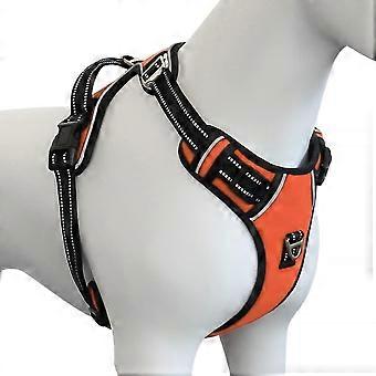 . Release at Neck. Adjustable Reflective  Vest Harness. Soft Padded with  Control Handle. for Small Medium Large Dogs (XL. Orange)
