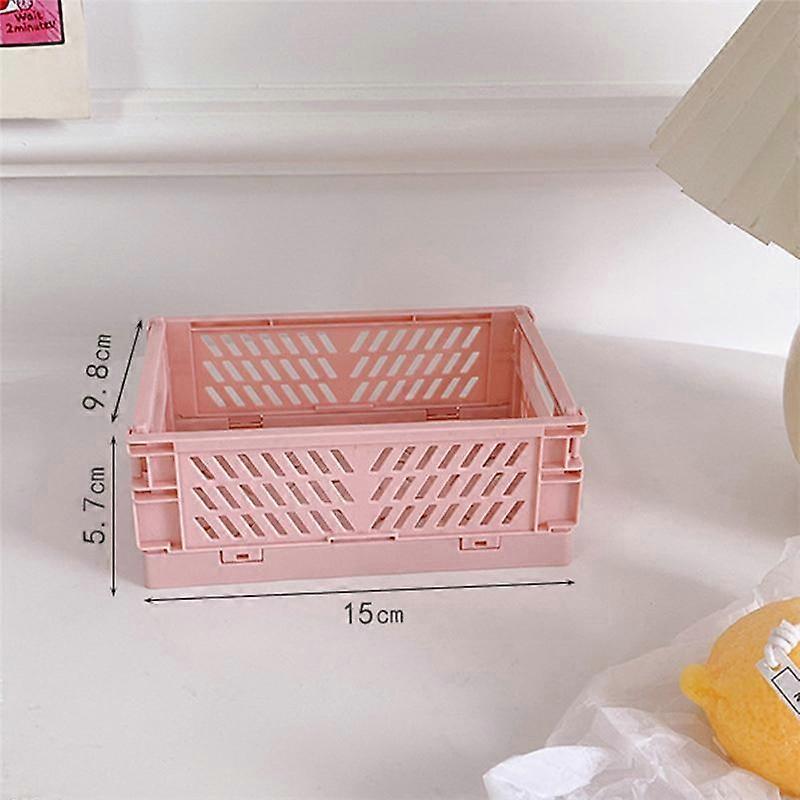 Mini Plastic Storage Box Collapsible Storage Container Desktop Cosmetic Basket