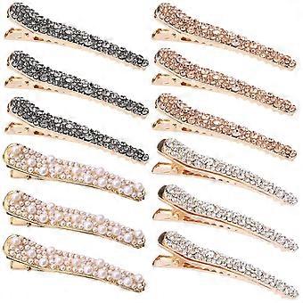 nice 12 Pcs Rhinestone Alligator Hair Clips Fancy Crystal Duckbill Hair Clips for Women Girls Hair Styling Tools Accessories