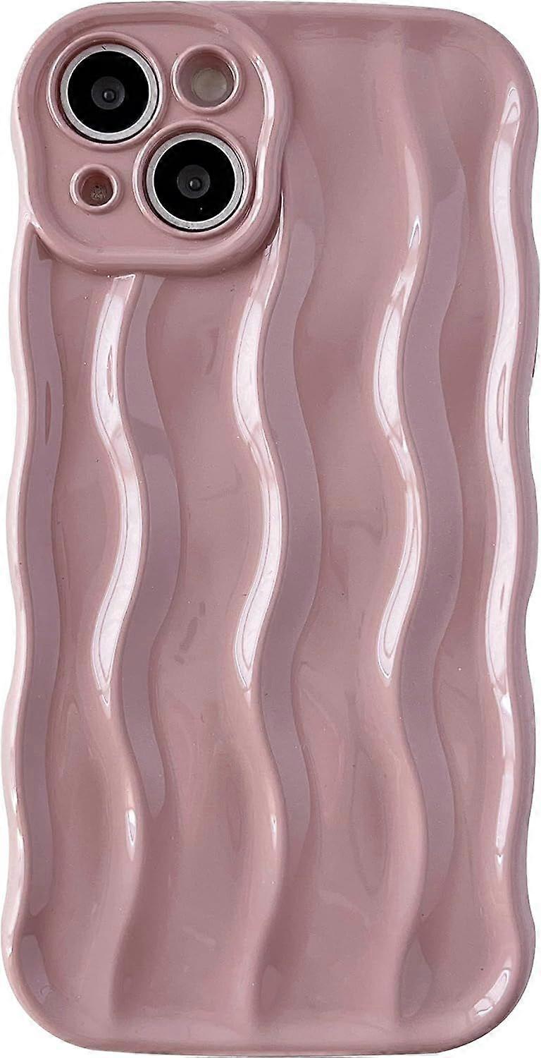 Water Ripple Pattern Curly Wave Frame Soft Compatible with iPhone Case (Pink,iPhone 15)