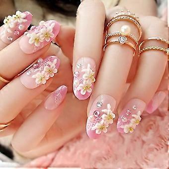 Finger falske neglespidser manicure færdig med et stykke udskåret brudeplaster 24 C11 falske negle