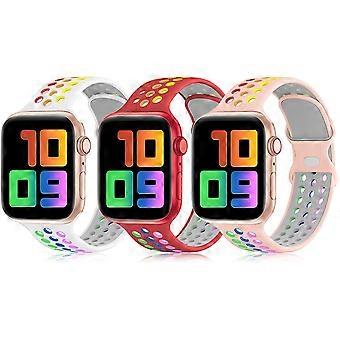 Sportbandje compatibel voor Apple Watch-bandjes 42 mm 44 mm 45 mm, ademend zacht siliconen sportvervangend bandje dames heren compatibel voor iWatch Series 7