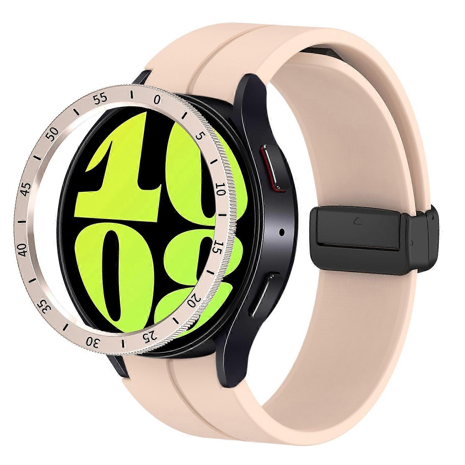 For Samsung Galaxy Watch 6 Classic 47mm Smartwatch Protective Frame Timeline Pink