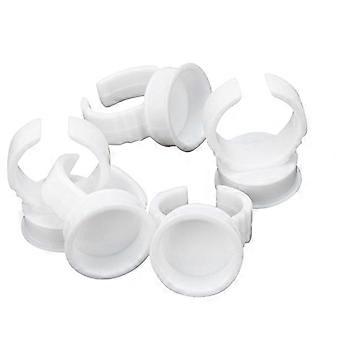 White Plastic Glue Rings for Eyelash Extensions 100Pcs Disposable Kit