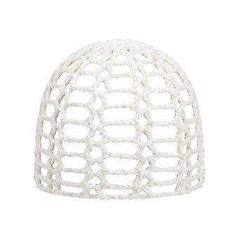 Stylish Openwork Knitted Hair Bonnet Glitter Sparkling Embellishments Crochet Hat Suitable For Various Occasion  White
