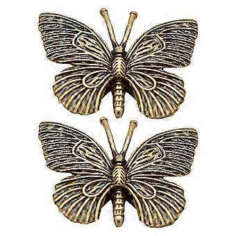 2 stks Metalen Vlinder Sculptuur Retro Stijl Messing Vlinder Standbeeld Decoratie Vlinder Model Ornament