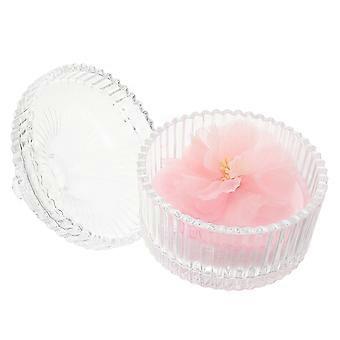 1 sæt Pulver Puff Med Container Kasse Bånd Blomst Design Glaskrukke Blødt fløjl Til Baby Body Pulver Inkluderer Glas Støvtæt Opbevaringsboks