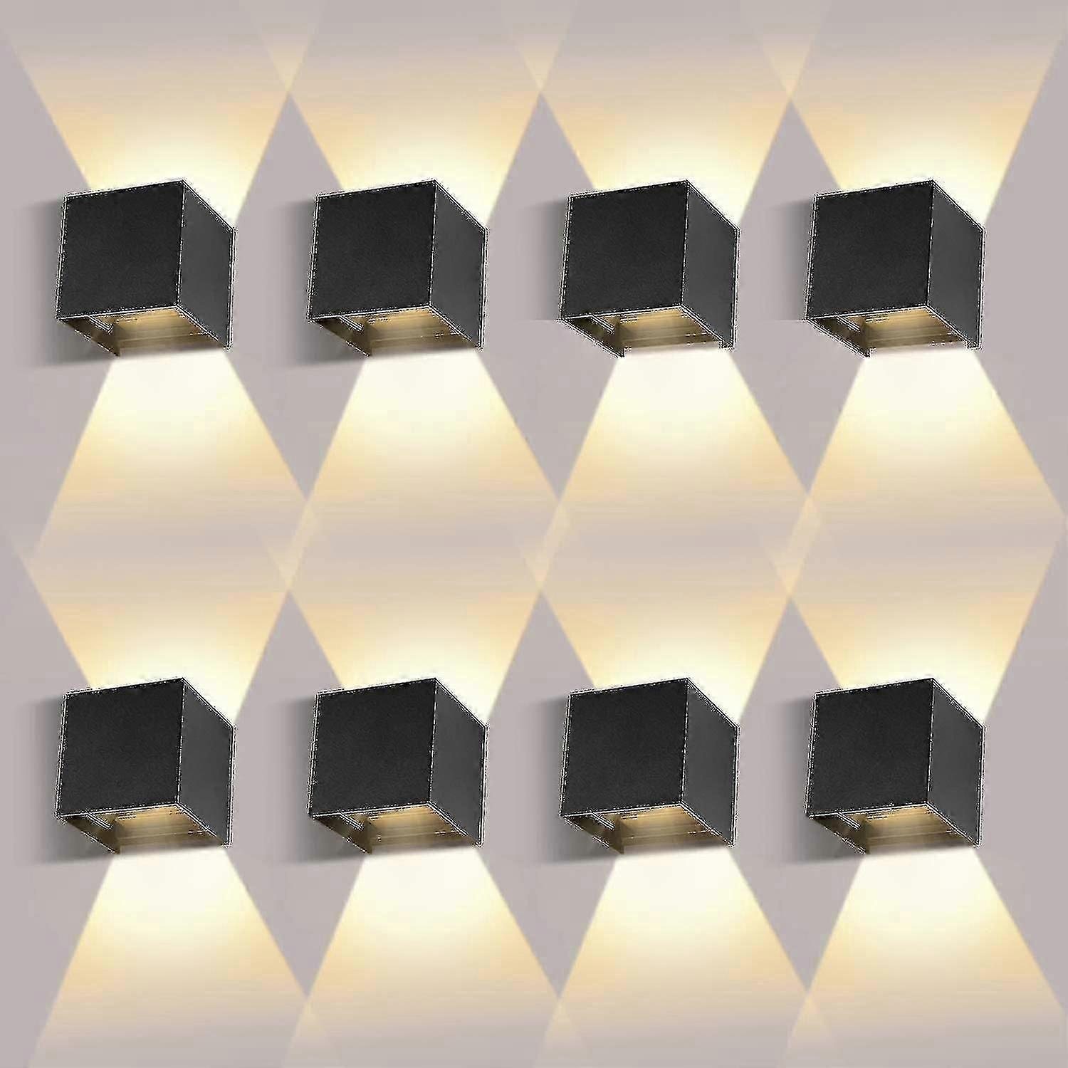 8 Pack 12W LED Wall Light, 3000K, Adjustable Beam Angle, IP65 Waterproof