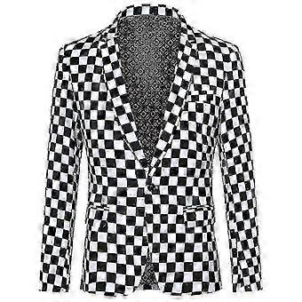 Formell blazer for menn i svart og hvitt firkantet design