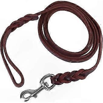 Durable Braided Leather Dog Leash compatible with Medium and Large Dogs, 5.25ft Length, Strong and Reliable Quality