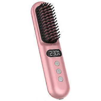 Cordless Hair Straightener Brush with LCD Display, 9-Level Heat Control, Ionic Frizz Reduction