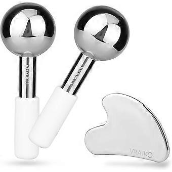 Ice Globes for Face & Eyes, Unbreakable Stainless Steel Cryo Sticks for Beauty Routines - for Puffiness, Wrinkles, Dark Circles, Headaches