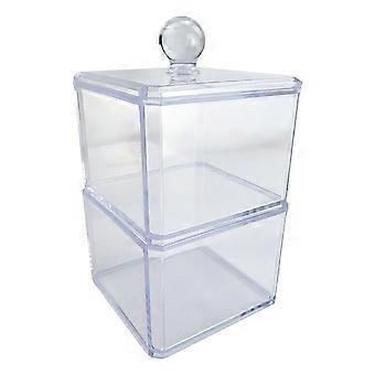 Transparante houder voor wattenstaafjes, acryl opbergdoos met dubbele laag.