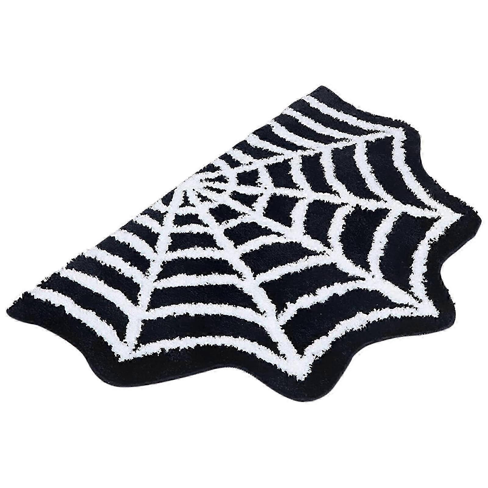 Bat Spider Web Pumpkin Themed Bath Rug