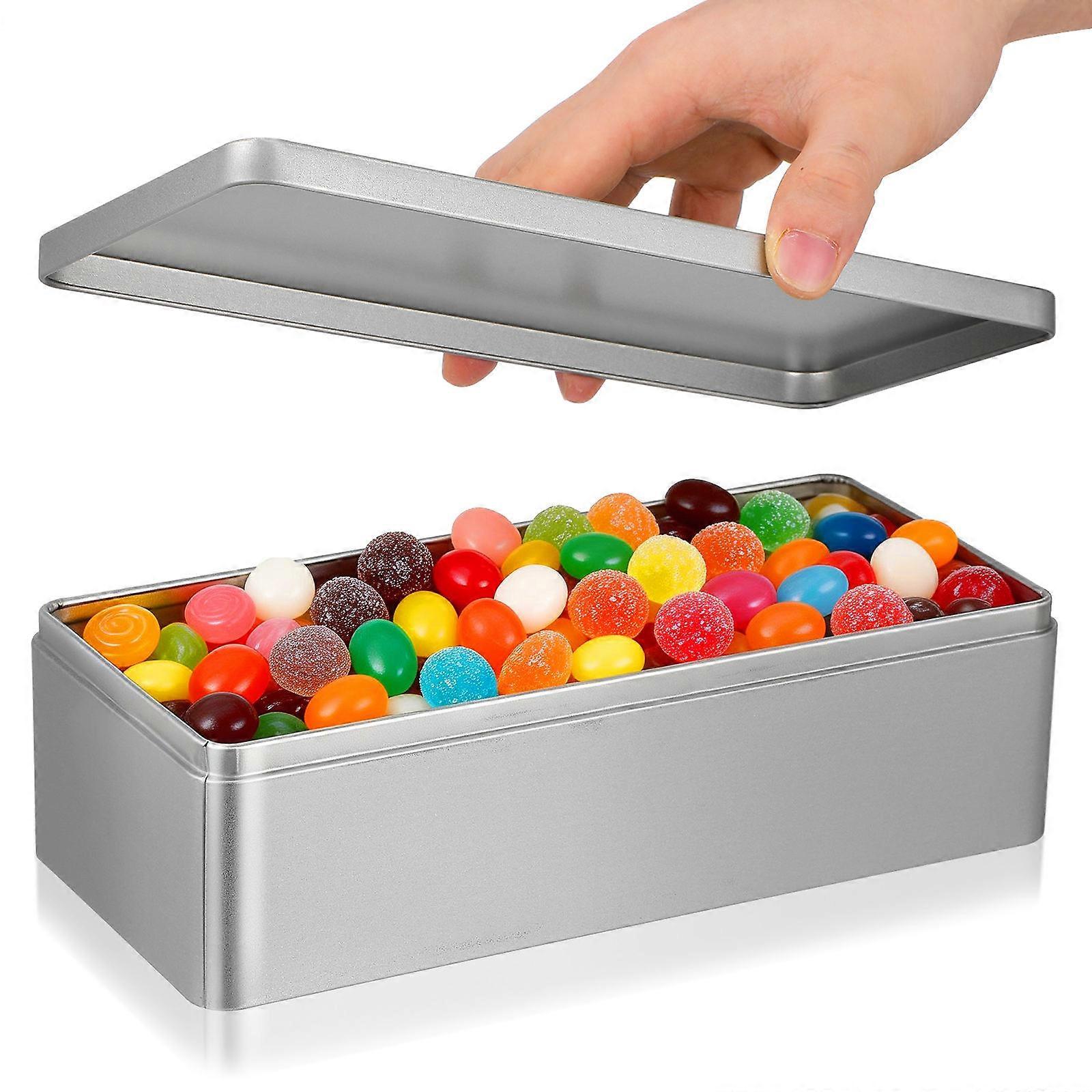 Rectangular Tinplate Tea Leaves Can Silver Tin Box for Party Use