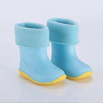 Kids Rubber Rain Boots, Non-Slip Waterproof Winter Shoes for Girls and Boys with Removable Cotton Cover
