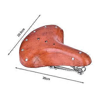 Bicycle Saddle PU Leather Wide Ergonomic Shock Absorbing Springs For Mountain Road Bikes Light Brown