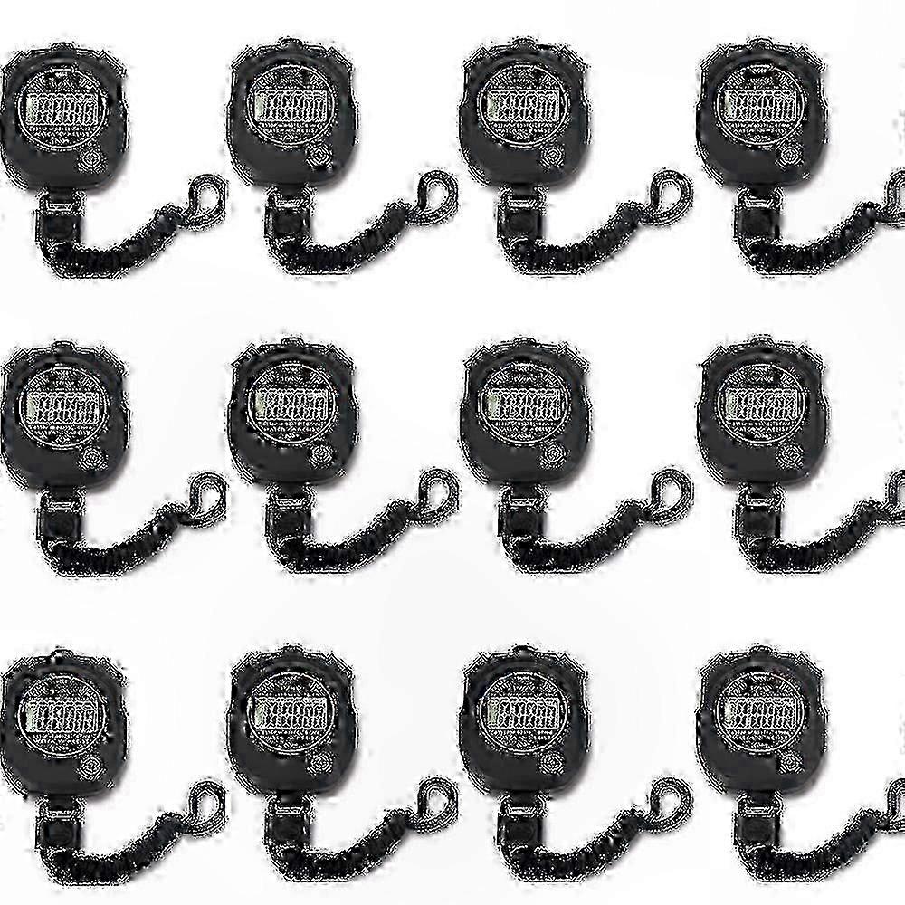 12-Pack Digital Stopwatch with Multi-Function Features, Large Display, Date-Time, and Alarm Functionality