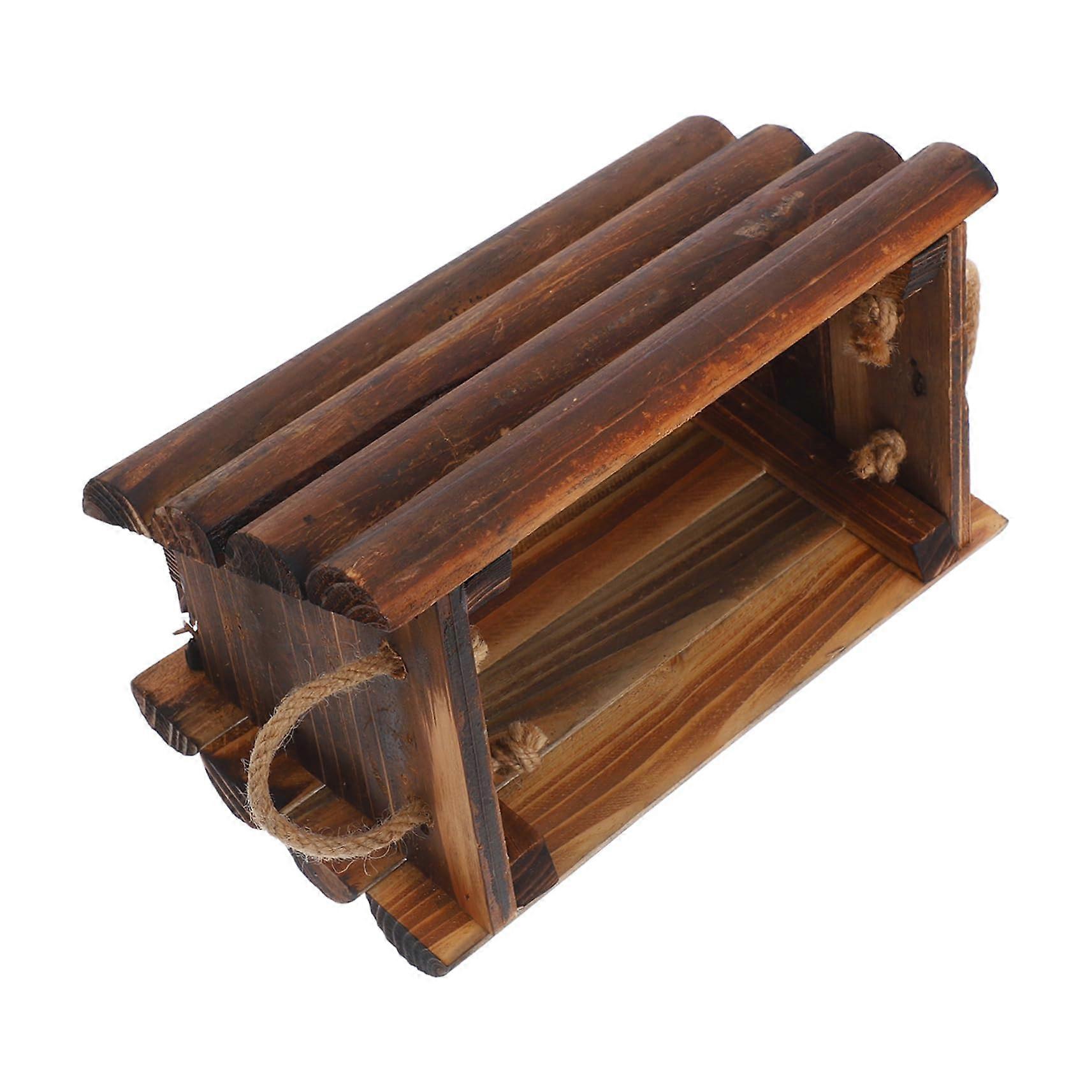 Wooden Planter Box Rustic Solid Wood Rectangular Flower Pot for Windowsill Garden Decor