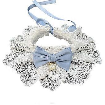 Pet Scarf Accessories Cat Necklace Dog saliva towel Neckerchief Pearl Collar Lace Bowknot Puppy String Bib