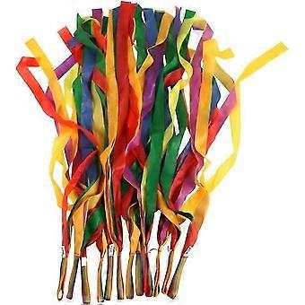 12 fitas de dança coloridas, fitas de Dacron para crianças, com 100 cm de comprimento cada, ideais para decoração de festas e aulas de educação física.