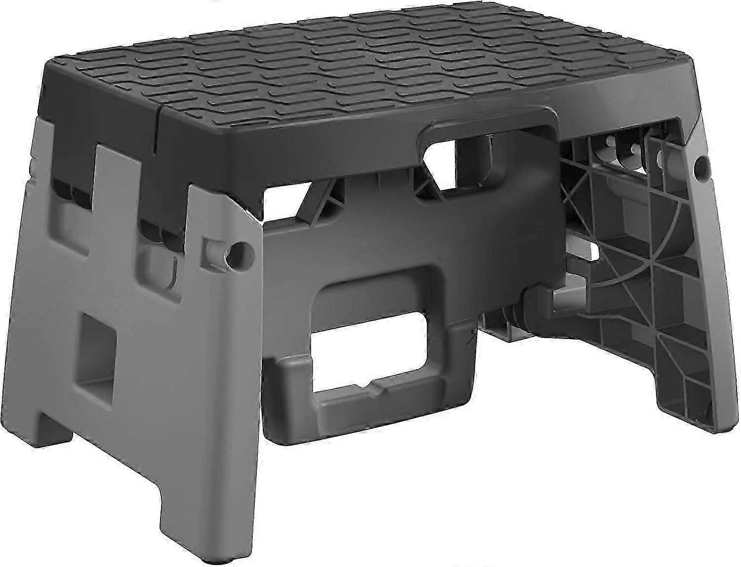 Plastic Folding Step Stool (Black and Gray)-mjq1