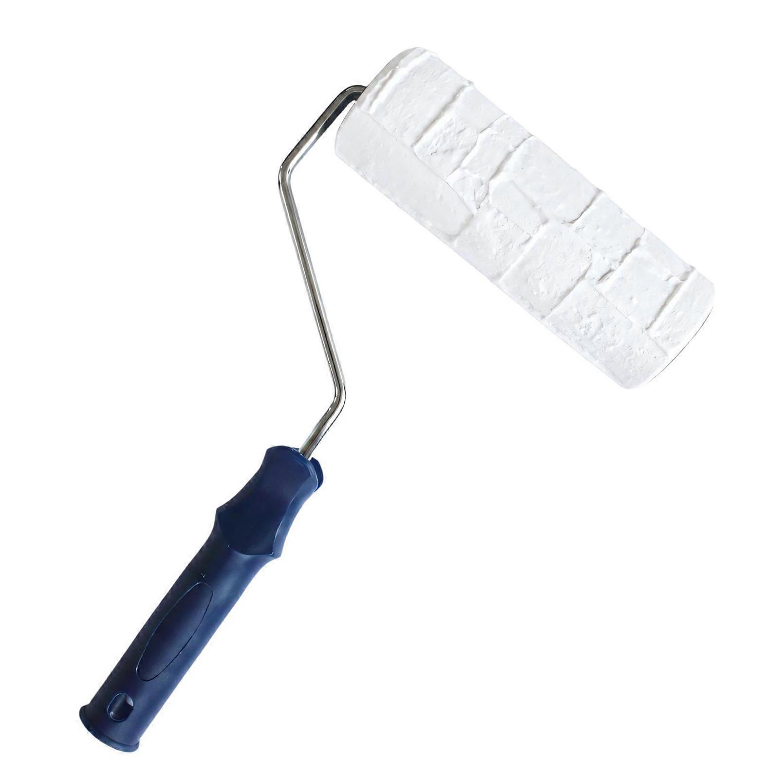 Handheld Decorative Paint Roller with Curved Frame and Rubber Pattern Face for Creating Textured Wall Finish Projects Multicolor