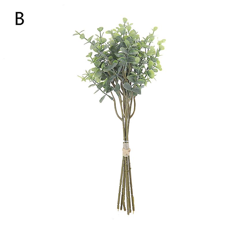 6 Pcs Eucalyptus Plastic Artificial Leaves Bunch For Home Wedding Decoration