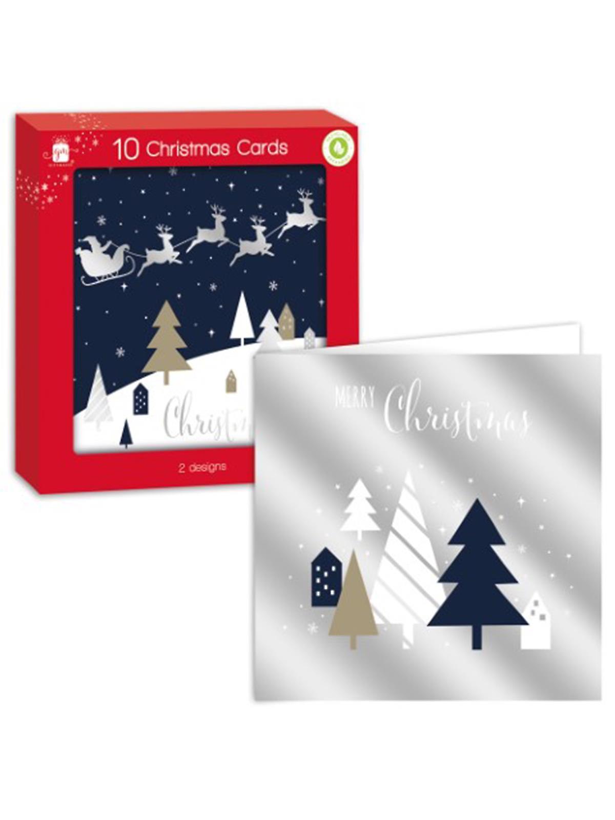 Giftmaker Pack 10 Square Christmas Cards 2 Night Before Xmas Designs