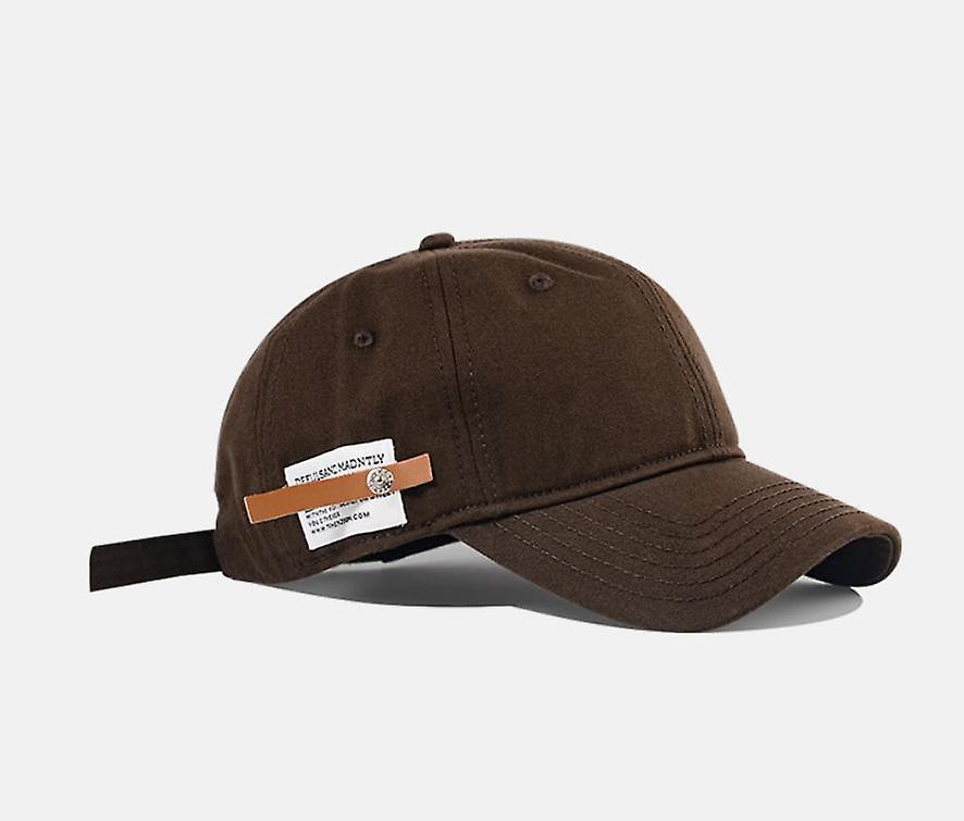 (coffee) Retro Versatile English Small Leather Label Casual Baseball Cap