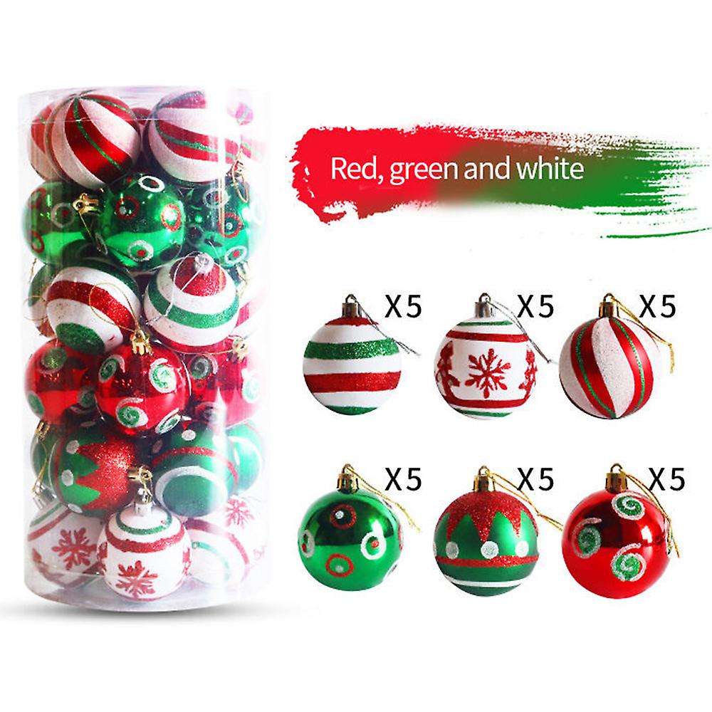 30pcs/set 6cm Christmas Decoration Baubles Balls Ornaments Shatterproof Xmas Tree Hanging Balls