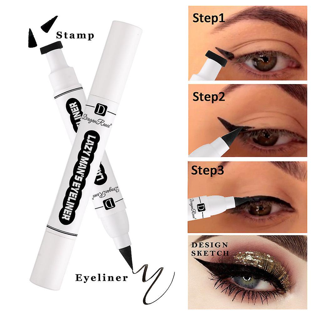 Dobbelthode Forsegling Eyeliner Markørpenn Trekant Segl Eyeliner 2 i 1 Eyeliner