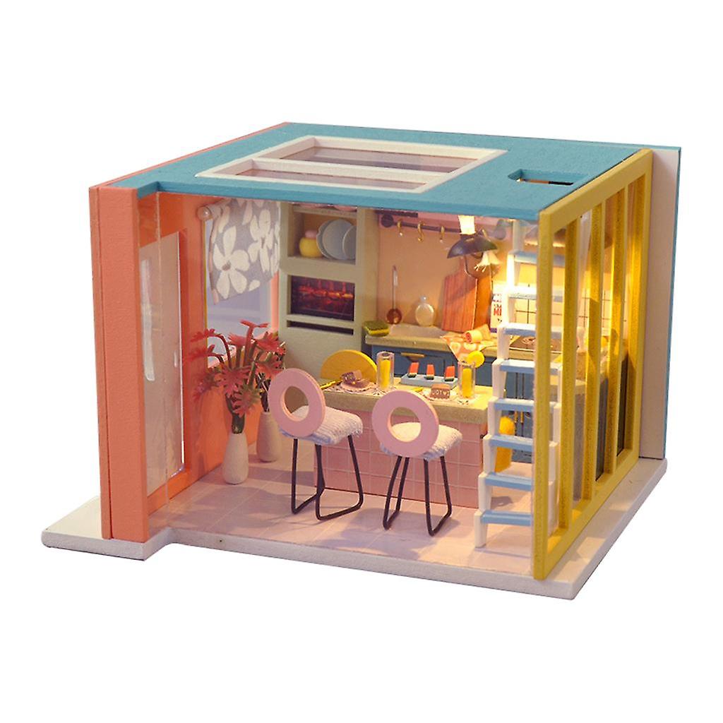 DIY دمية مصغرة كيت مع الأثاث مصغرة 3D مصغرة منزل لعبة المطبخ