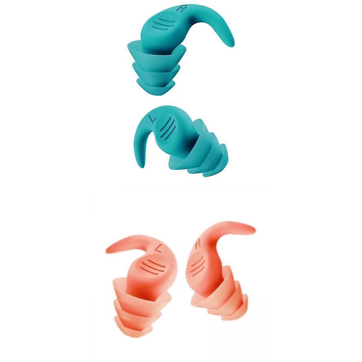 2 Pair Noise Reduction Ear Plugs Silicone Sound Blocking for Sleep Swimming